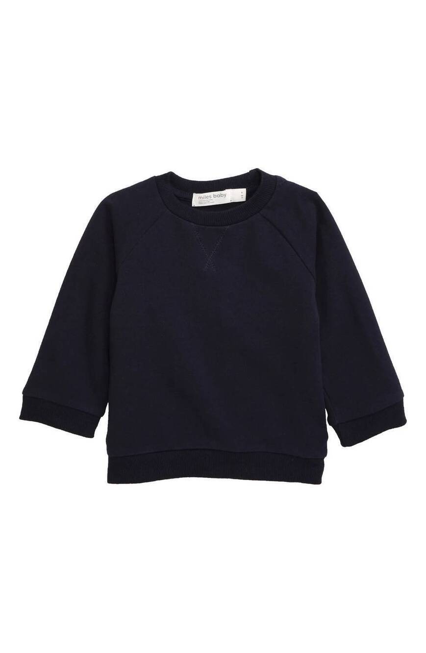 NEW MILES THE LABEL baby girls stretch organic cotton sweatshirt in navy